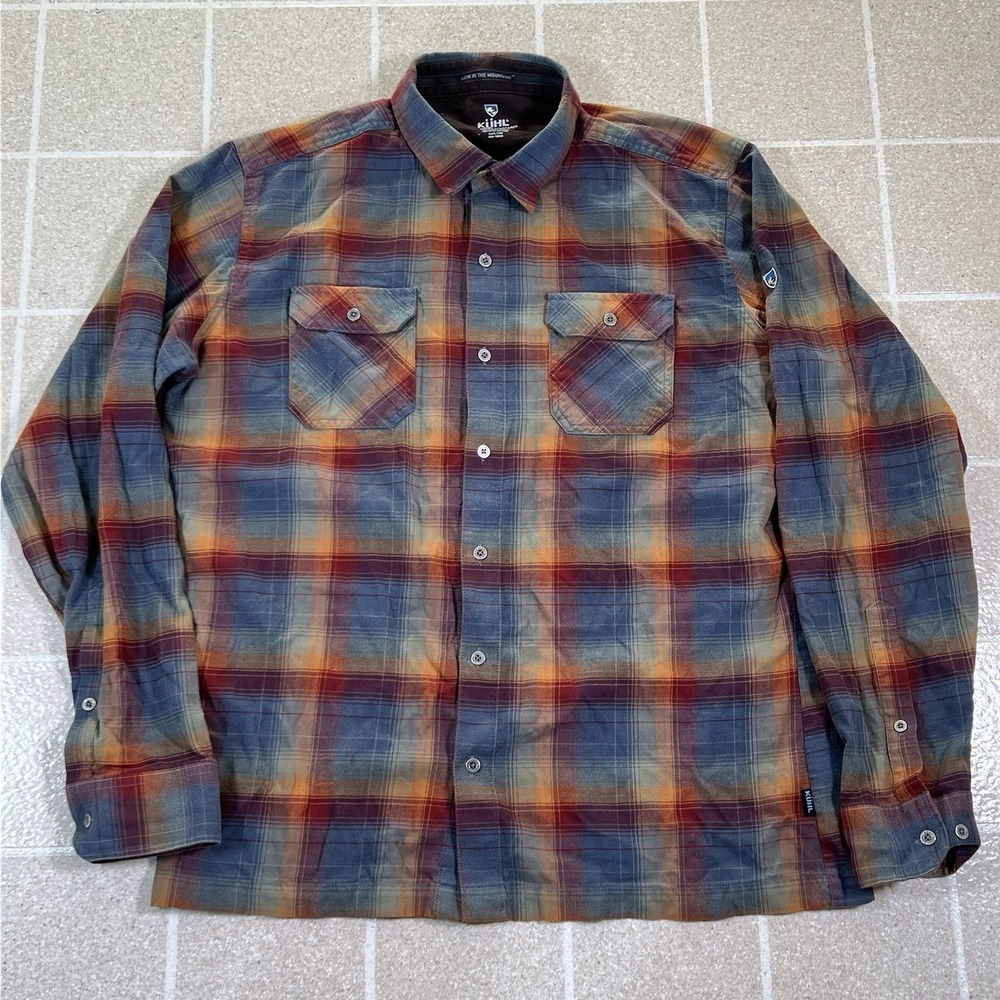 Kuhl Dillingr Flannel Button Down Shirt Mens Large Plaid Western Casual Outdoor